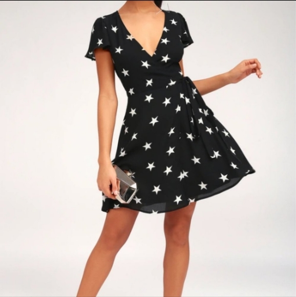 Lulus Dresses & Skirts - Lulu's Black Star Struck Wrap Dress
